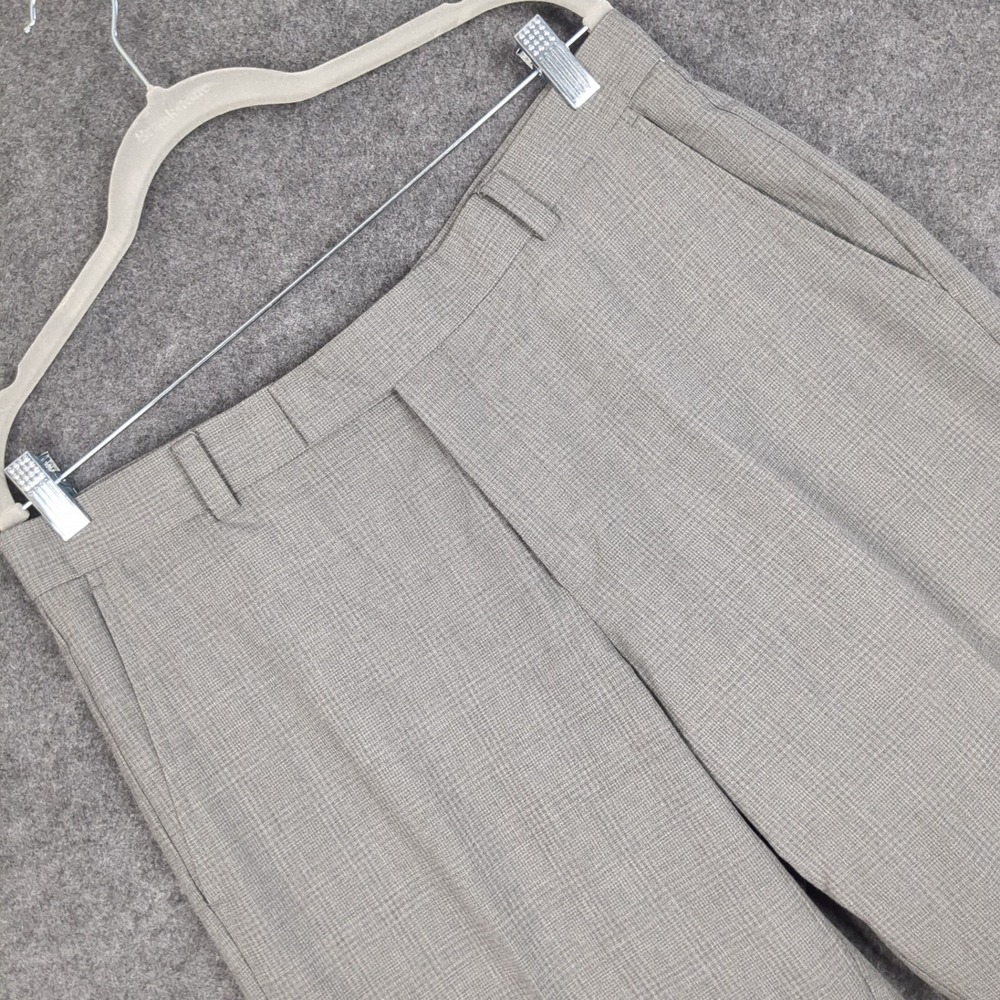 Kenneth Cole Reaction Mens Gray Plaid Dress Pants 34x29 Business Casual Trousers